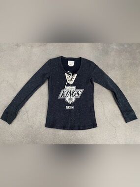 CCM Black Los Angeles Kings Lace-Up Long Sleeve Tee